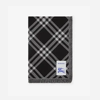 Wide Check Wool Silk Scarf in Black/calico | Burberry® Official