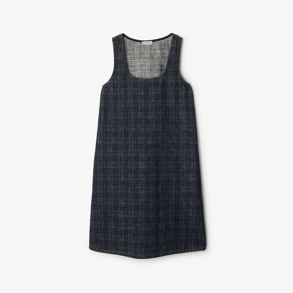 Check Denim Dress in Indigo - Women, Cotton | Burberry® Official
