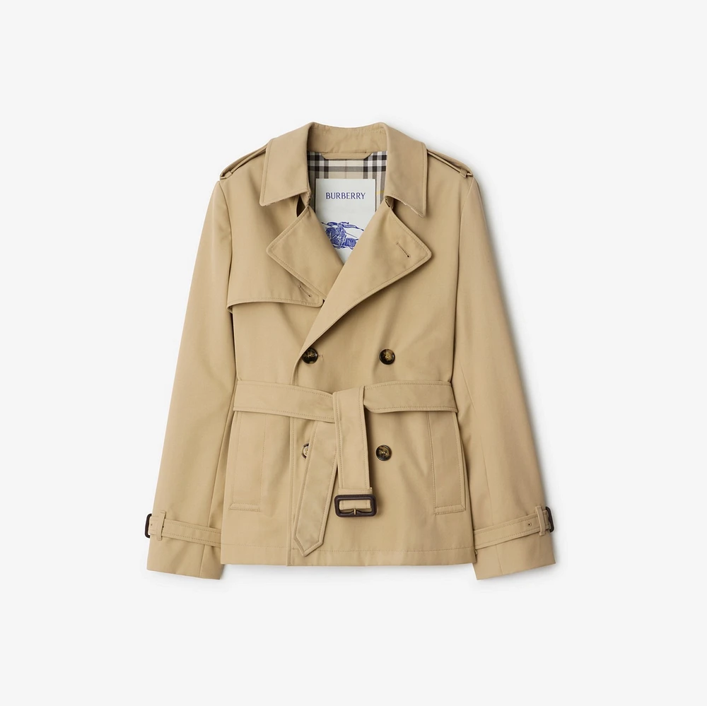Cotton Blend Trench Jacket in Beige - Women, Nylon | Burberry® Official
