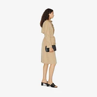 Long Check Collar Gabardine Trench Coat in Honey - Women, Cotton Gabardine | Burberry® Official