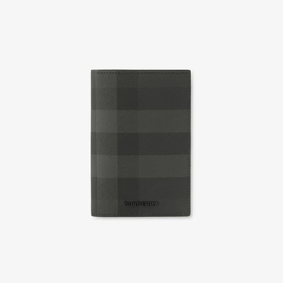 Check Passport Holder in Charcoal - Men, Canvas | Burberry® Official