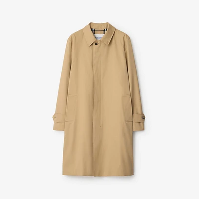 Long Gabardine Car Coat in Flax beige - Men, Cotton | Burberry® Official