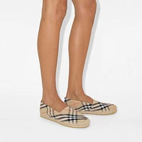 Check Mews Espadrilles​ in Sand - Women, Linen | Burberry® Official