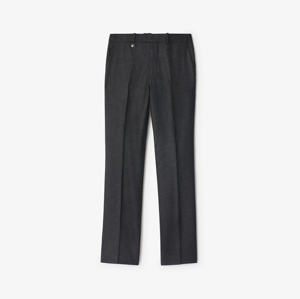 Check Wool Cashmere Tailored Trousers in Loden/highland green - Men | Burberry® Official