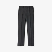 Check Wool Cashmere Tailored Trousers in Loden/highland green - Men | Burberry® Official