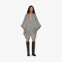 Check Wool Reversible Cape in Grey | Burberry® Official