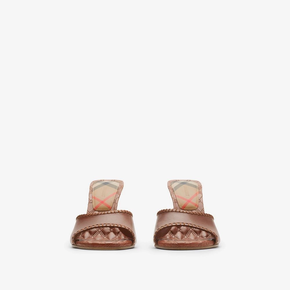 Leather Cabana Mules in Chestnut - Women | Burberry® Official
