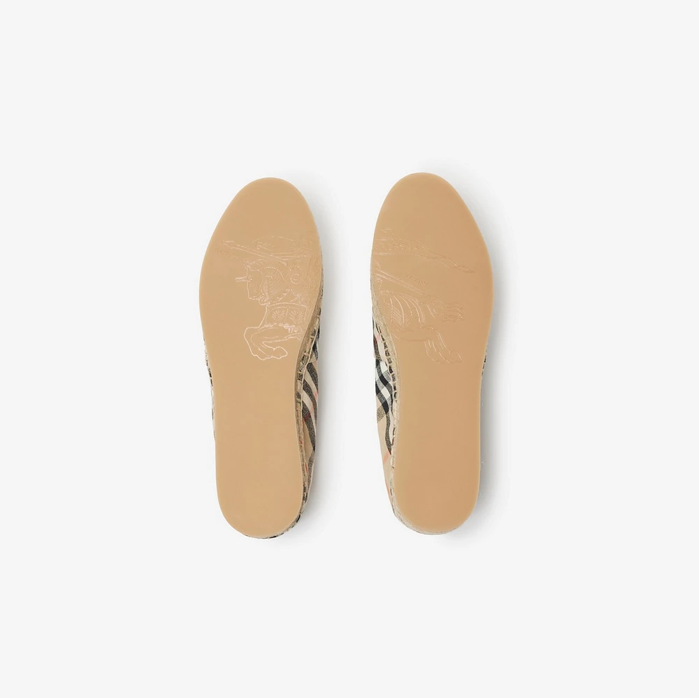 Check Mews Espadrilles​ in Sand - Women, Linen | Burberry® Official