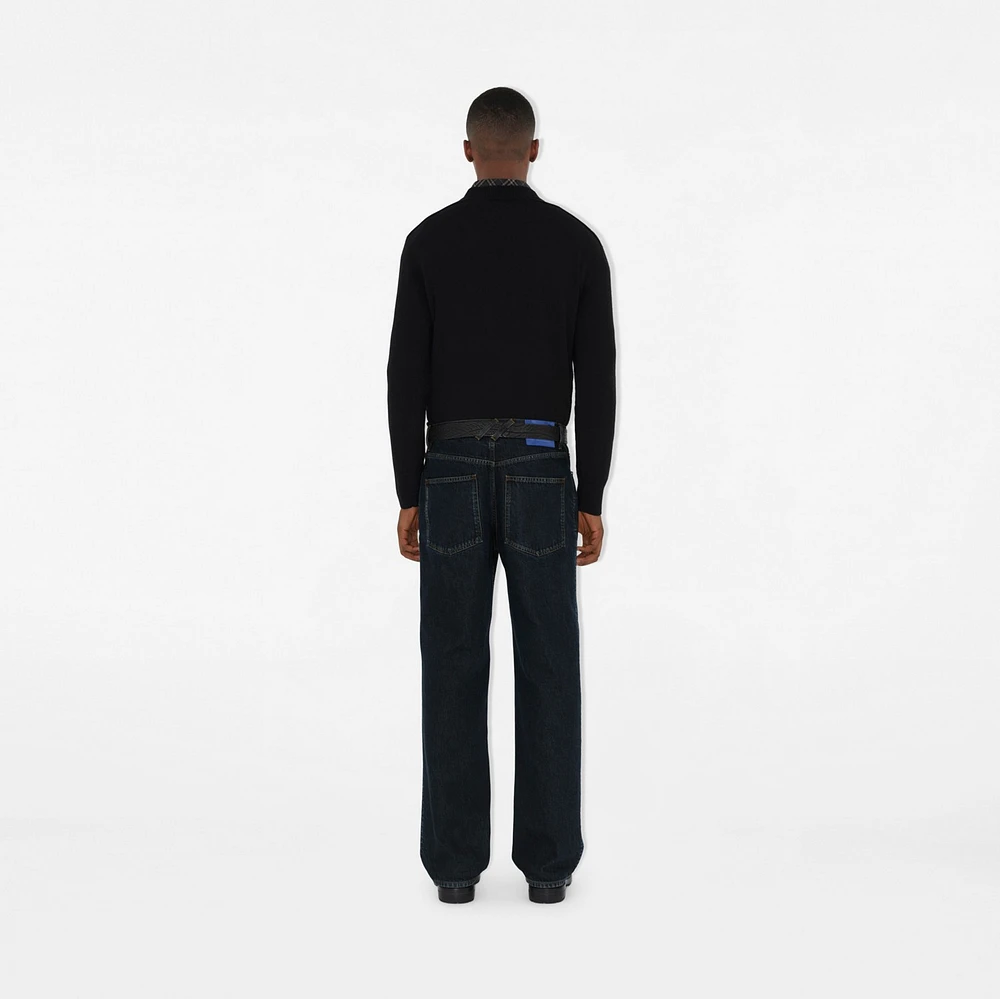 Check Label Wool Sweater in Black - Men | Burberry® Official