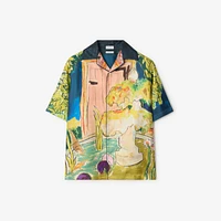 Highgrove Fountain Silk Shirt in Harbour green - Men | Burberry® Official
