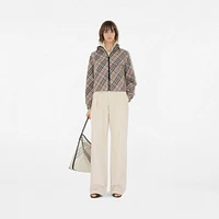 Cropped Reversible Check Jacket in Mauve grey - Women, Nylon | Burberry® Official