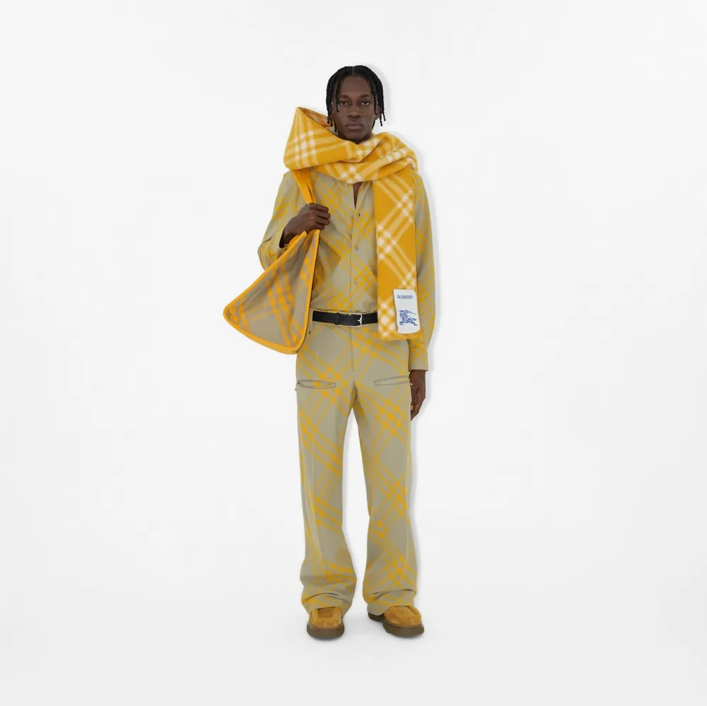 Check Wool Hooded Scarf in Pear | Burberry® Official