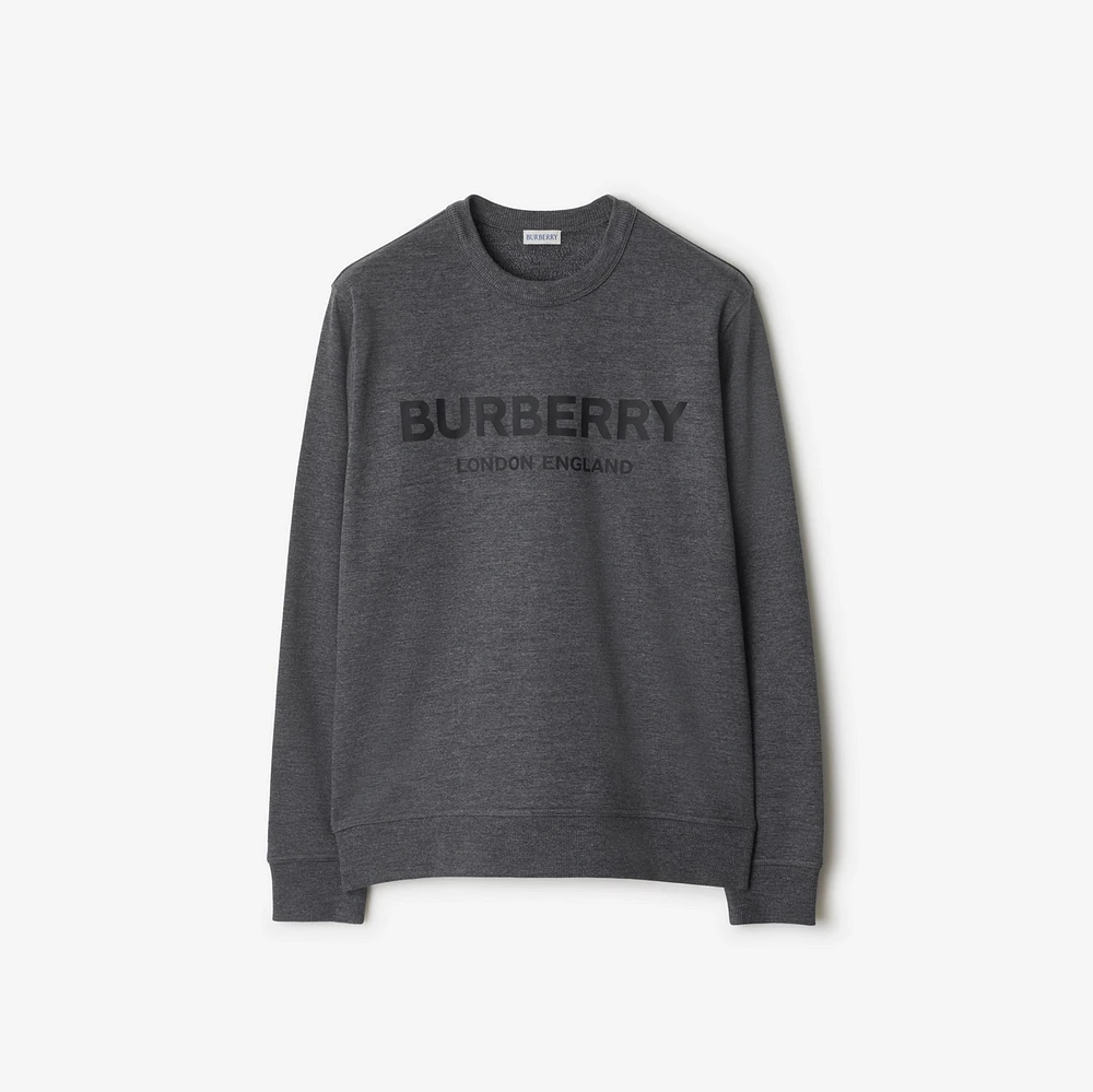 Logo Cotton Sweatshirt in Dark grey melange - Men | Burberry® Official