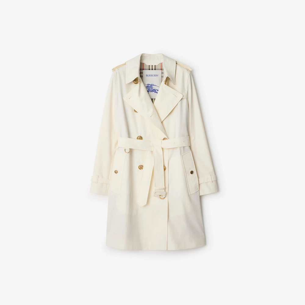 Mid-length Gabardine Kensington Trench Coat in Cotton - Women, Cotton | Burberry® Official