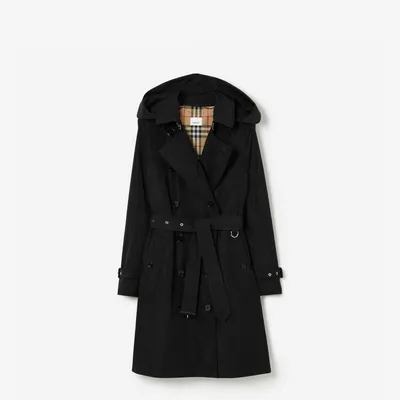 Mid-length Taffeta Kensington Trench Coat in Black - Women, Nylon | Burberry® Official