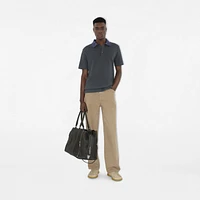 Check Collar Cotton Polo Shirt in Magnet - Men | Burberry® Official