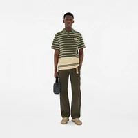 Striped Cotton Polo Shirt in Yew green - Men | Burberry® Official