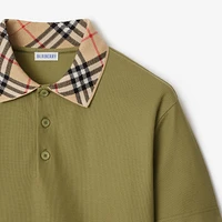 Check Collar Cotton Polo Shirt in Estate green - Men | Burberry® Official