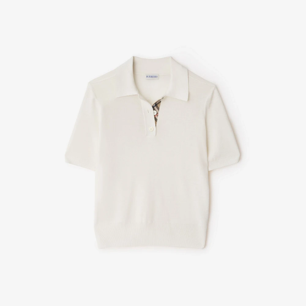 Wool Polo Shirt in Chalk - Women | Burberry® Official