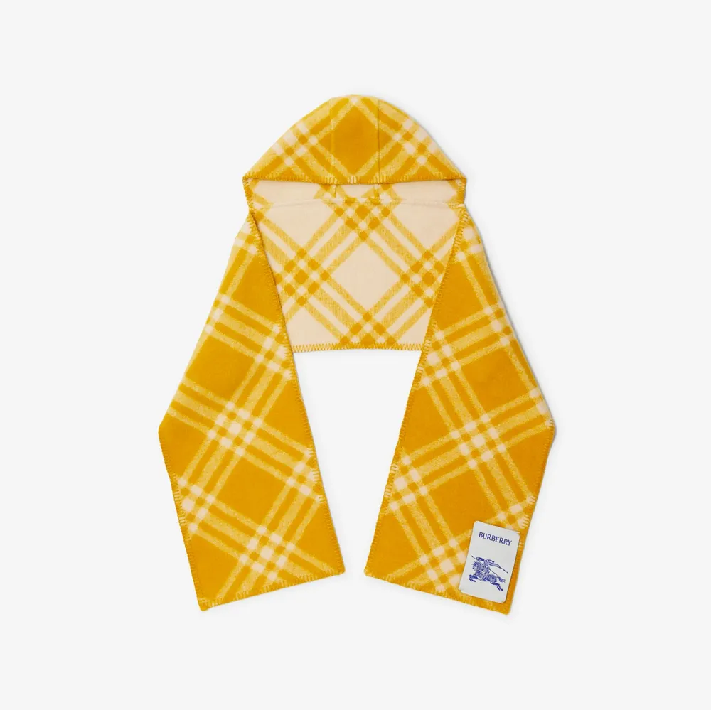 Check Wool Hooded Scarf in Pear | Burberry® Official