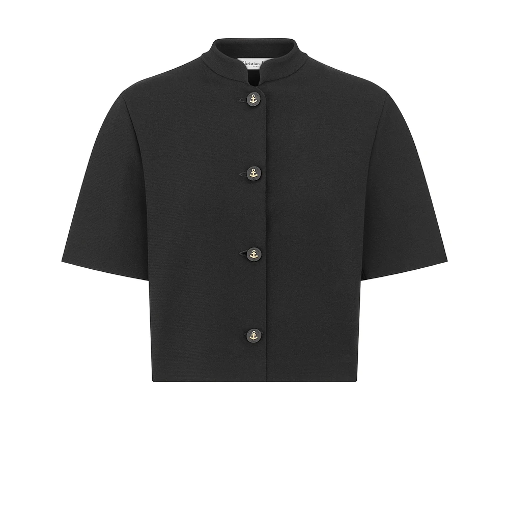 Cropped Jacket with Officer Collar