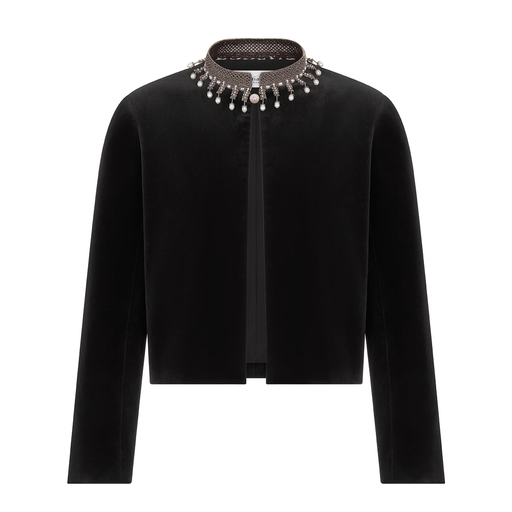 Embroidered Cropped Jacket