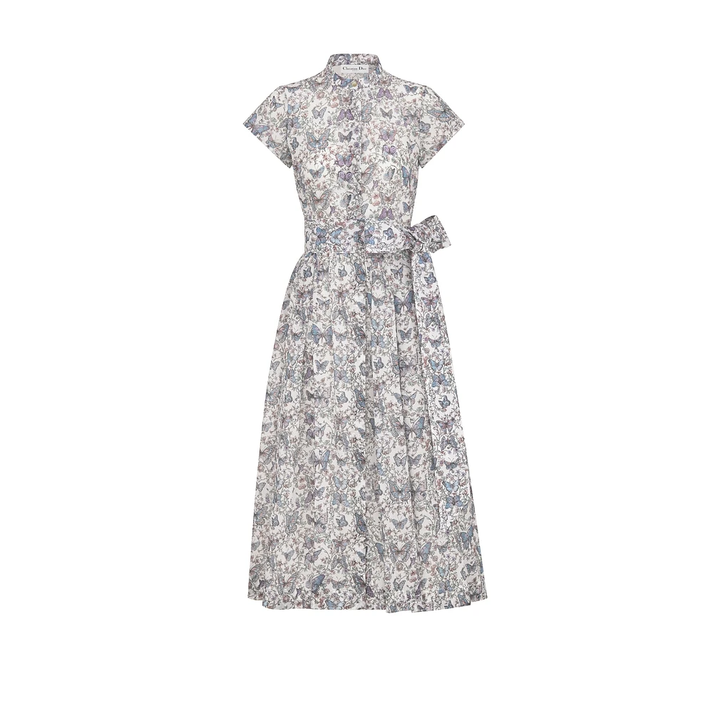 Mid-Length Dress with Tied Belt