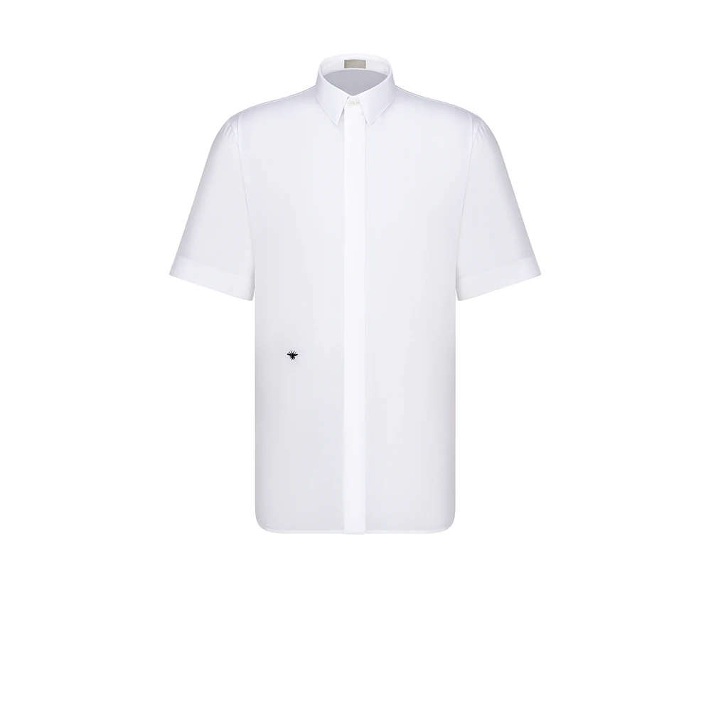 Short-Sleeved Shirt with Black Bee Embroidery