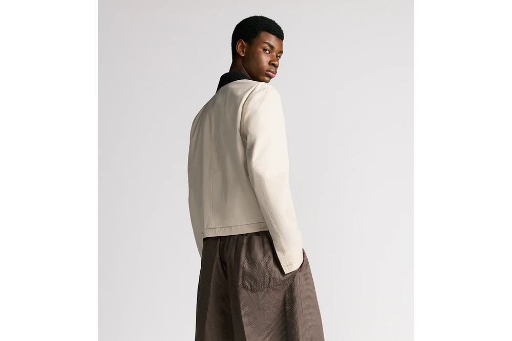 Jacket with Contrasting Spread Collar