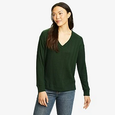 Women's Mountain Town Long-Sleeve Textured V-Neck