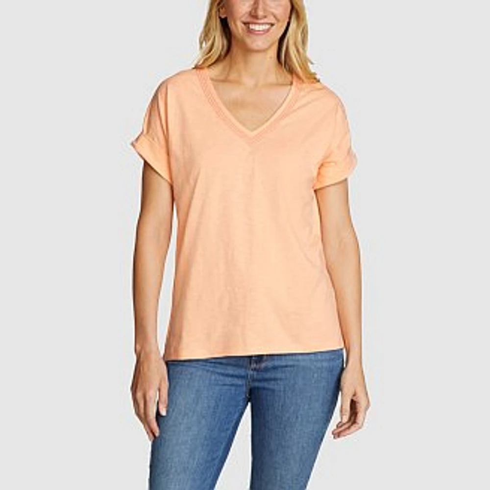 Women's Daisy Slub V-Neck T-Shirt