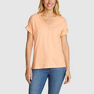Women's Daisy Slub V-Neck T-Shirt