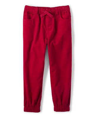 Boys Corduroy Pull On Jogger Pants - Reindeer Cheer