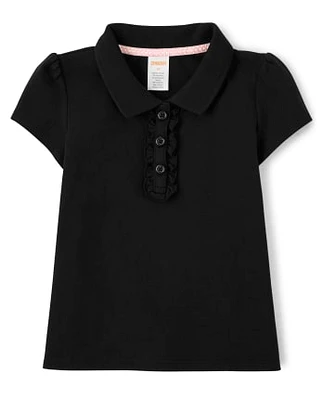 Girls Stain-Resistant Ruffle Polo