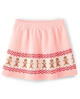 Girls Intarsia Gingerbread Sweater Skirt - House