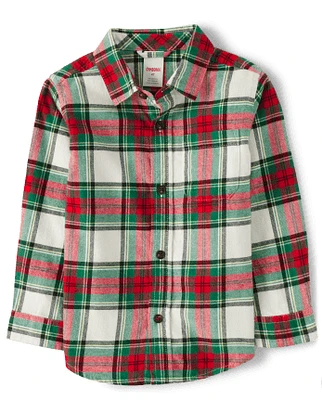 Boys Matching Family Plaid Button Up Shirt - Celebrations