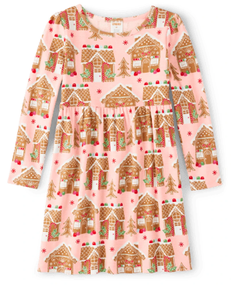 Girls Gingerbread House Babydoll Dress
