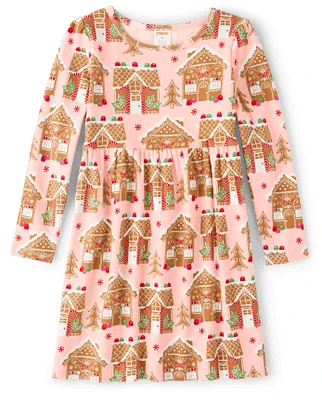 Girls Gingerbread House Babydoll Dress