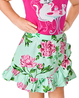 Girls Floral Ruffle Skort - Time for Tea