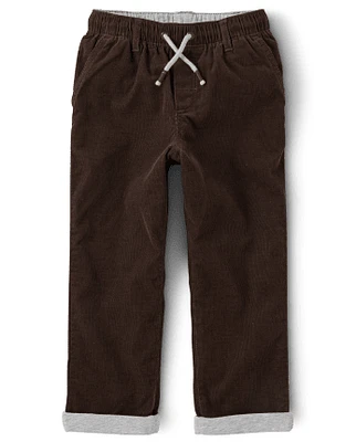 Boys Corduroy Pull On Roll Cuff Pants - Little Essentials