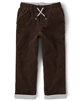 Boys Corduroy Pull On Roll Cuff Pants - Little Essentials