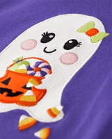 Girls Embroidered Ghost Top - Trick or Treat