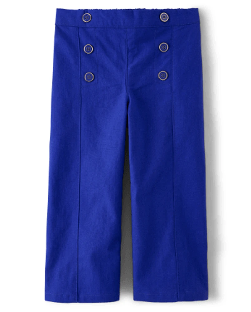 Pantalon large court en lin mélangé pour fille - Riviera italienne