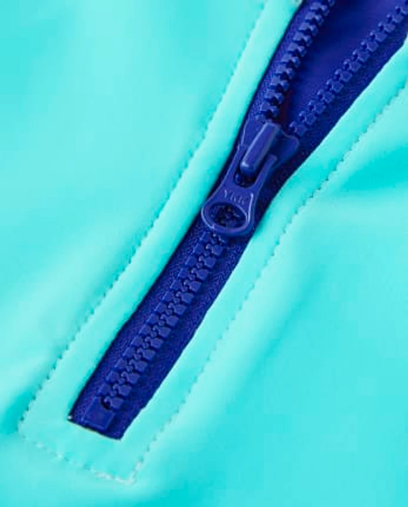 Boys Striped Zip Rashguard - Swim