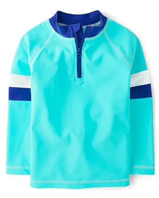 Boys Striped Zip Rashguard - Swim