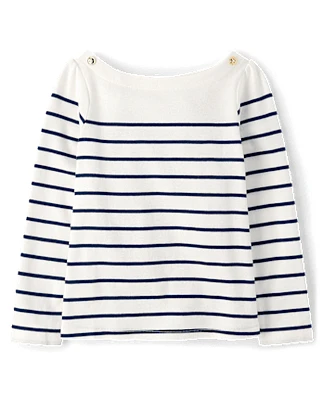 Girls Striped Boat Neck Top - Classroom Cutie