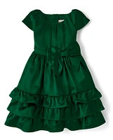 Girls Ruffle Bow Fit And Flare Dress - All Dressed Up