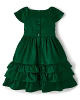 Girls Ruffle Bow Fit And Flare Dress - All Dressed Up
