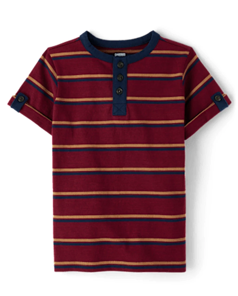 Boys Striped Henley Top - Classroom Cutie