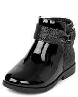 Girls Sparkle Bow Booties - Lil' Leopard